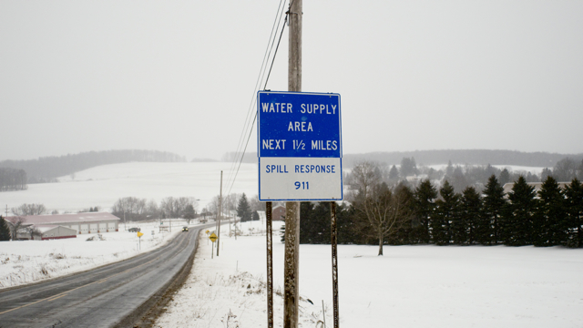 A fracking waste facility has recently been permitted by DEP to be constructed one mile south of this sign. © J.B.Pribanic