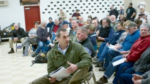 David Kilbourne (Green Fleece), executive of RevH20, answering questions about Headwaters, LLC: a fracking waste recycling facility. © J.B.Pribanic