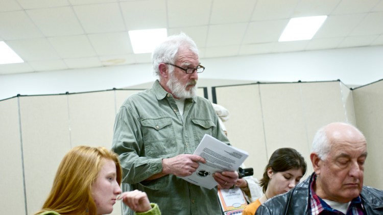 Les Rolfe of Save Our Streams PA, and also a Triple Divide Caretaker, asking questions about a fracking waste facility scheduled to be constructed at the Genesee River headwaters. © J.B.Pribanic